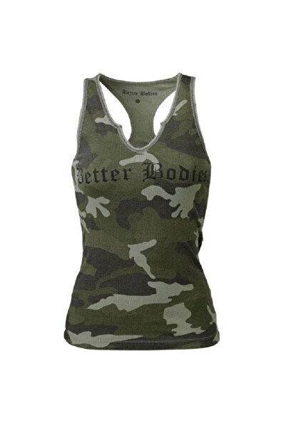 BETTER BODIES Αμάνικο τοπ με V-λαιμόκοψη και ριμπ ύφανση - Καμουφλάζ σχέδιο