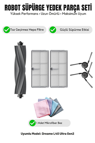 Asgard Grup Συμβατό με Dreame L40 Ultra Gen2: 1 κύρια βούρτσα, 2 πλαϊνές βούρ...