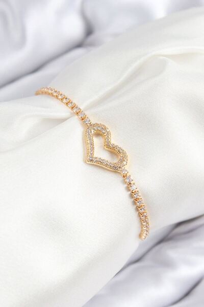 norsary Brass Zircon Stone Heart Model Gold Color Elevator Women's Bracelet