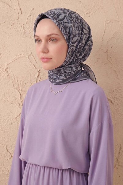 Silk Home Μαλακό Φουλάρι Σάλι με Μοτίβο Ασημί 90x90