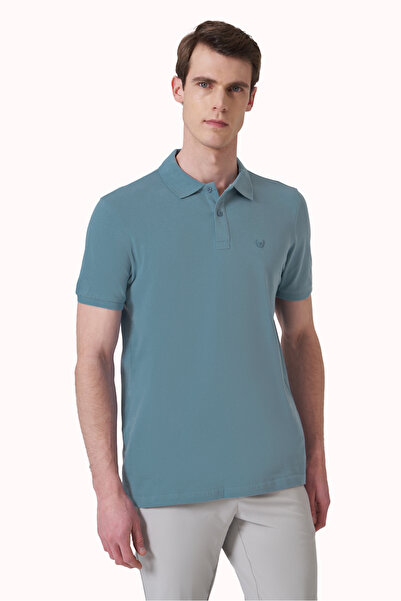 Morven Ανδρικό μπλουζάκι Indigo Basic Plain 100% βαμβακερό, στενή εφαρμογή, κ...