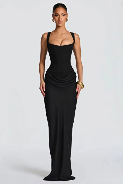 Eka Women's Black Tie-Dye Long Dress 1026-22237