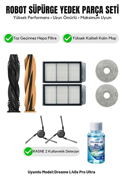 Asgard Grup Dreame L40s Pro Ultra Compatibil 1 perie principală 2 perii later...
