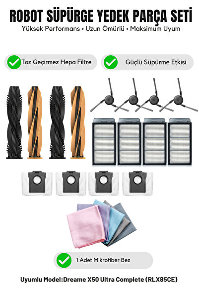 Asgard Grup Dreame X50 Ultra Complete (Rlx85Ce) Compatible 2 Main Brushes 4 S...