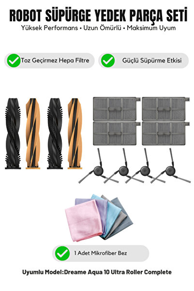 Asgard Grup Dreame Aqua10 Ultra Roller Πλήρως Συμβατό 2 Κύριες Βούρτσες 4 Πλα...