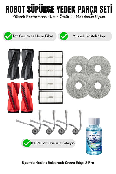 Asgard Grup Roborock Qrevo Edge 2 Pro Συμβατό με 2 κύριες βούρτσες, 4 πλευρικ...