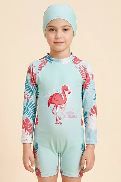 MODANINO Σετ μαγιό για κορίτσια-Μακρυμάνικο μαγιό και σκουφάκι 4-12 ετών 12638N