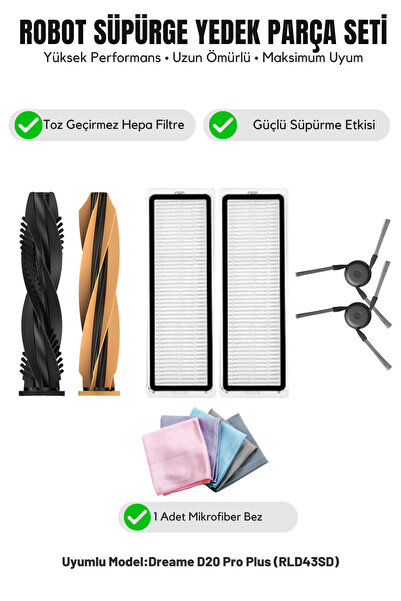Asgard Grup Dreame D20 Pro Plus (RLD43SD) Συμβατό με 1 κύρια βούρτσα, 2 πλαϊν...