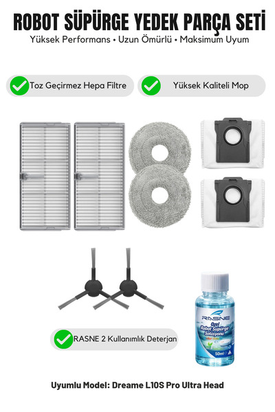 Asgard Grup Συμβατή κεφαλή Dreame L10S Pro Ultra, 2 πλαϊνές βούρτσες, 2 φίλτρ...