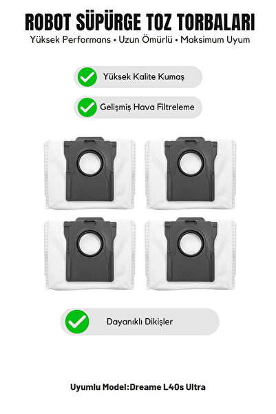 Asgard Grup Συμβατή σακούλα σκόνης Dreame L40s Ultra με 4 τεμάχια