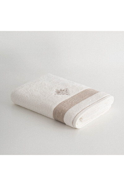 Ecocotton Πετσέτα μπάνιου Mihra 100% οργανικό βαμβάκι με κέντημα κρέμα 80x150...