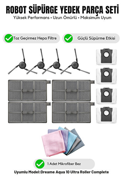 Asgard Grup Dreame Aqua10 Ultra Roller Πλήρως συμβατό 4 πλαϊνές βούρτσες 4 φί...