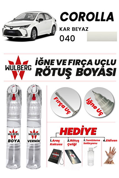 Wulberg Toyota Corolla Kar Beyaz 040 Rötuş Boya 25 ml + Vernik İğne & Fırça U...