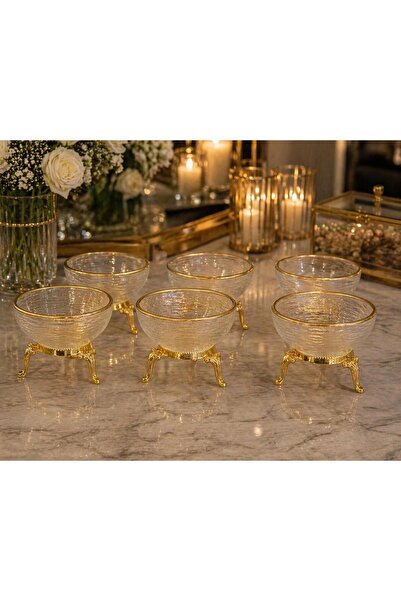 decovien Σετ 6 τεμαχίων από χρυσό δοχείο λουκούμι με 3 πόδια, αισθητικής σχεδ...