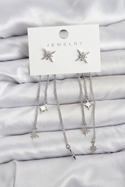 norsary Polar Star Model Silver Color Brass Dangle Women's Earrings