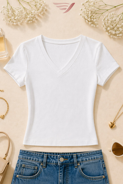 Velostra Women's Basic Daily Use V-Neck Slim Fit T-Shirt