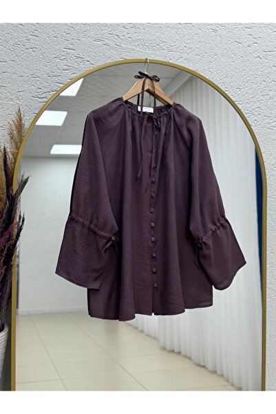 MİHRA STORE Νουρσέν Πουκάμισο με Στριφτές Λεπτομέρειες και Τσανταρισμένα Μανί...