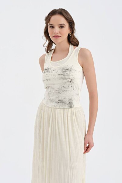 tw3 Γυναικεία μπλούζα με σχέδιο εκτύπωσης και λεπτομέρειες, με εμφάνιση διπλο...