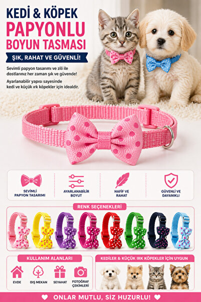 TREND 1 Pc Cat & Dog Bow Tie Collar with Adjustable Bell Stylish Design Mixed...