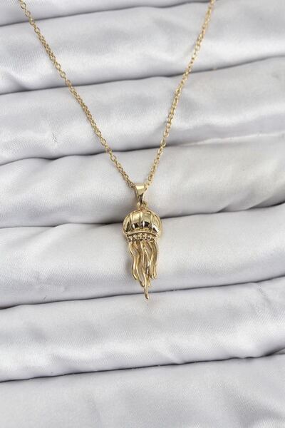 norsary 316L Steel Chain Gold Color Jellyfish Model Zircon Stone Women's Neck...