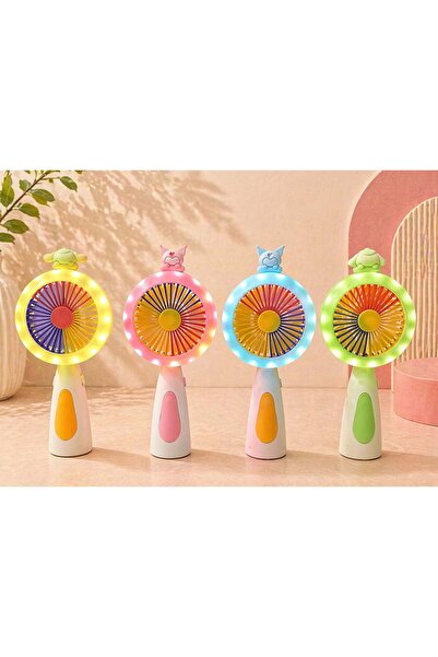 Store Kuromi Mini Şarjlı El Fanı 2 Kademeli Işıklı Taşınabilir USB Sessiz Kaw...