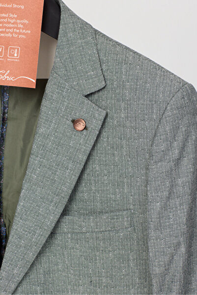 Frappoli Ανδρικό πράσινο βαμβακερό λικρά μπλέιζερ με μυτερό γιακά Restore