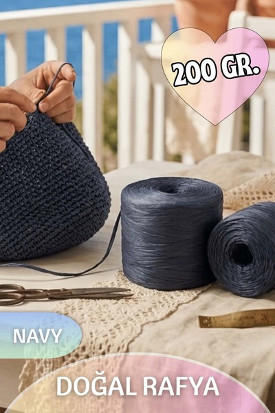 Dantelux İthal Doğal Rafya (Yumuşak Örüm Özelliği) 200 Gr. Navy