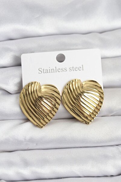 norsary 316L Steel Gold Color Heart Model Women's Earrings