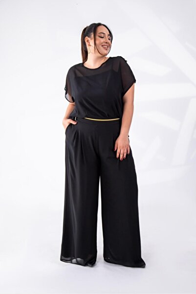 Roxxlen Γυναικεία φόρμα μεγάλου μεγέθους με λεπτομέρεια από φερμουάρ