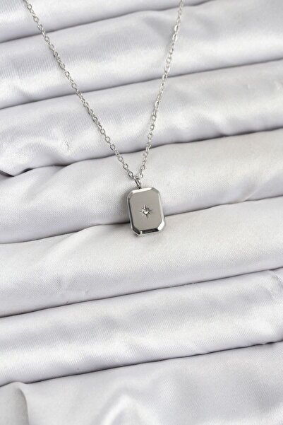 norsary 316L Steel Chain Silver Color Minimal North Star Model Women's Necklace