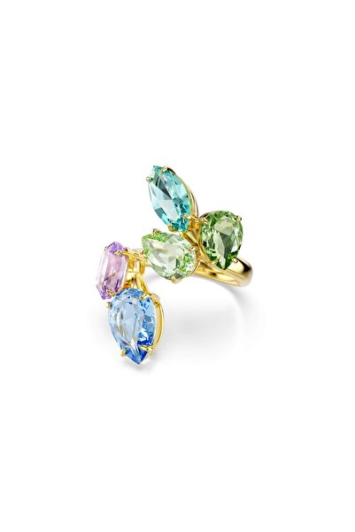 Swarovski Gema Kokteyl Yüzüğü, Karışık kesimler, Çok renkli, Altın rengi kaplama