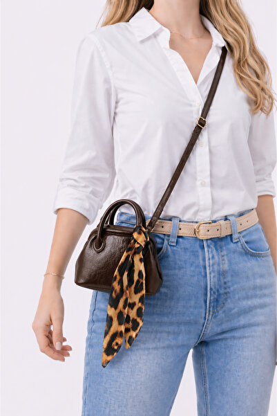 Zoe3 Style Women's Brown Leather Mini Scarf Detailed Stylish Daily Women's Bag