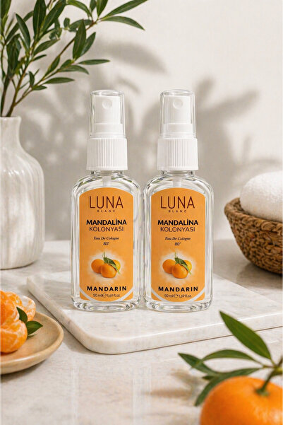 Mandalina Kolonyası 2'li Set, 50 ml Sprey 80°, Mandarin Kolonya Ferah Narenciye Koku Cep Boy Set