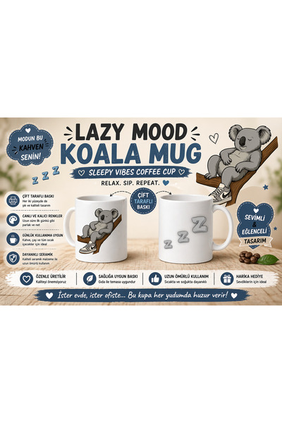 Rabona Fashion Lazy Mood Koala Mug – Sleepy Vibes Coffee Cup