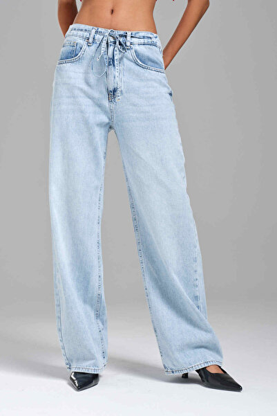 tw3 Γυναικείο τζιν παντελόνι με ίσια γραμμή και ψηλή μέση