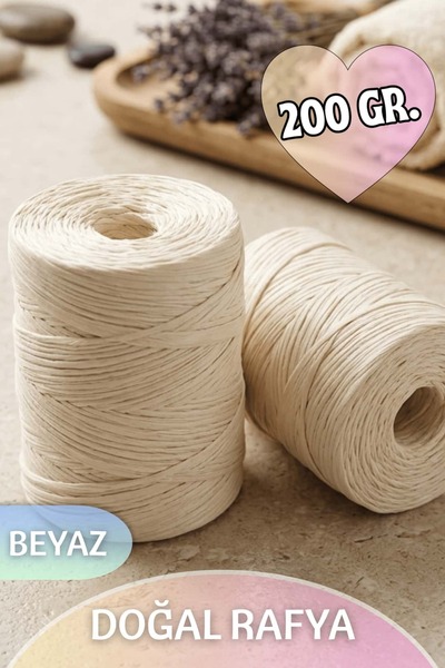 Dantelux İthal Doğal Rafya (Yumuşak Örüm Özelliği) 200 Gr. Beyaz