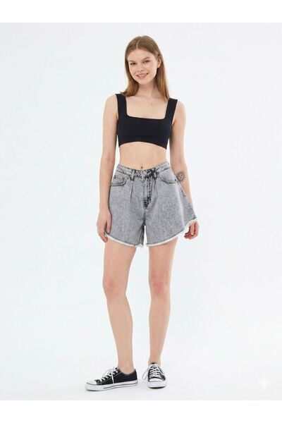 GERONİS Women's Shorts Denim Palazo