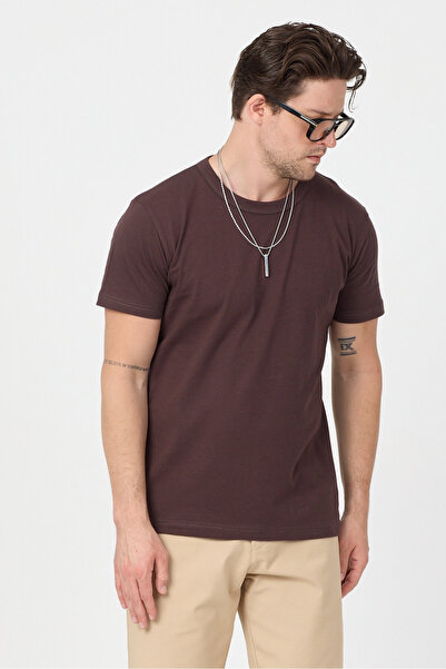 Tonny Black Ανδρικό μπλουζάκι Bitter Brown Regular Fit Άνετο Basic T-Shirt