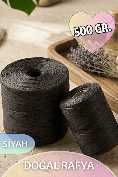 Dantelux Uvezena prirodna rafija (meka tkanina) 500 gr. crna