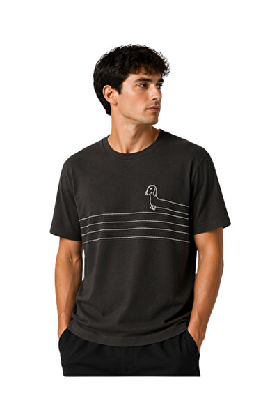 Yassino Casual Basic Men's T-Shirt with Dog Detail, Flexible and Breathable O...