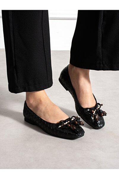 ALEMDAR AYAKKABI Mason Black Bow Women's Ballerinas