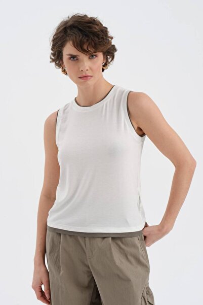 tw3 Γυναικεία μπλούζα διπλής στρώσης με εμφάνιση διπλού κομματιού, σχεδιασμός...