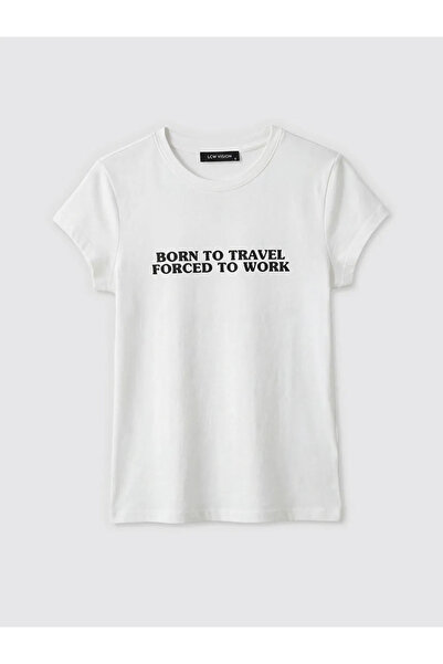 LC Waikiki Γυναικείο μπλουζάκι με λευκό λαιμόκοψη