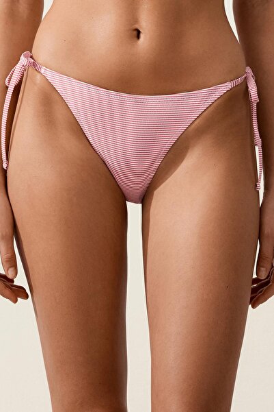 Oysho Çizgili desenli bağlamalı orta kesim bikini altı