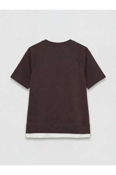 LC Waikiki Καφέ μπλουζάκι με λαιμόκοψη oversized για γυναίκες