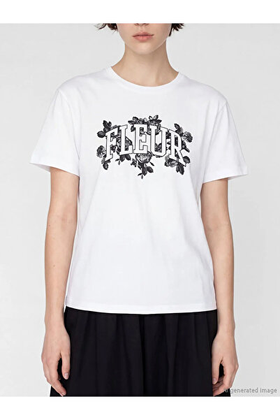 LC Waikiki Γυναικείο μπλουζάκι με λευκό λαιμόκοψη