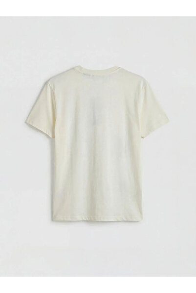 LC Waikiki Μπεζ γυναικείο μπλουζάκι με στάμπα Μίκυ Μάους