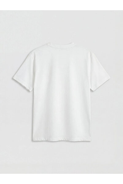 LC Waikiki Λευκό γυναικείο μπλουζάκι με στάμπα με σλόγκαν Crew Neck