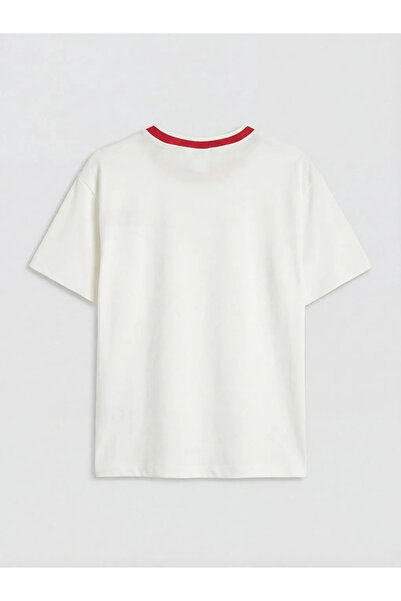 LC Waikiki Λευκό μπλουζάκι για αγόρια με κέντημα στον λαιμό