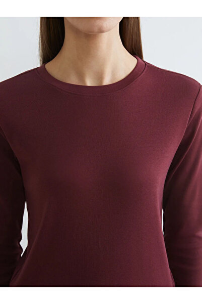 LC Waikiki Γυναικείο μπλουζάκι με λαιμόκοψη μπορντό